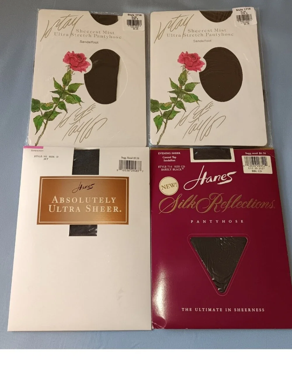 Vtg Deadstock Pantyhose Hosiery Bundle Hanes Lord & Taylor MADE IN USA Olive Jet